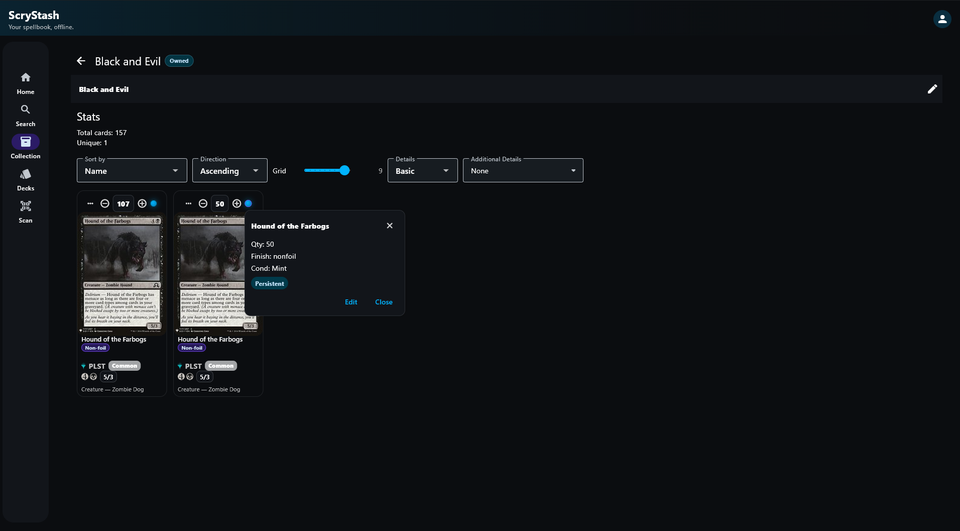 ScryStash details screen preview